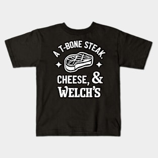 T-Bone-Steak-Cheese-Eggs-Welchs-Grape Kids T-Shirt